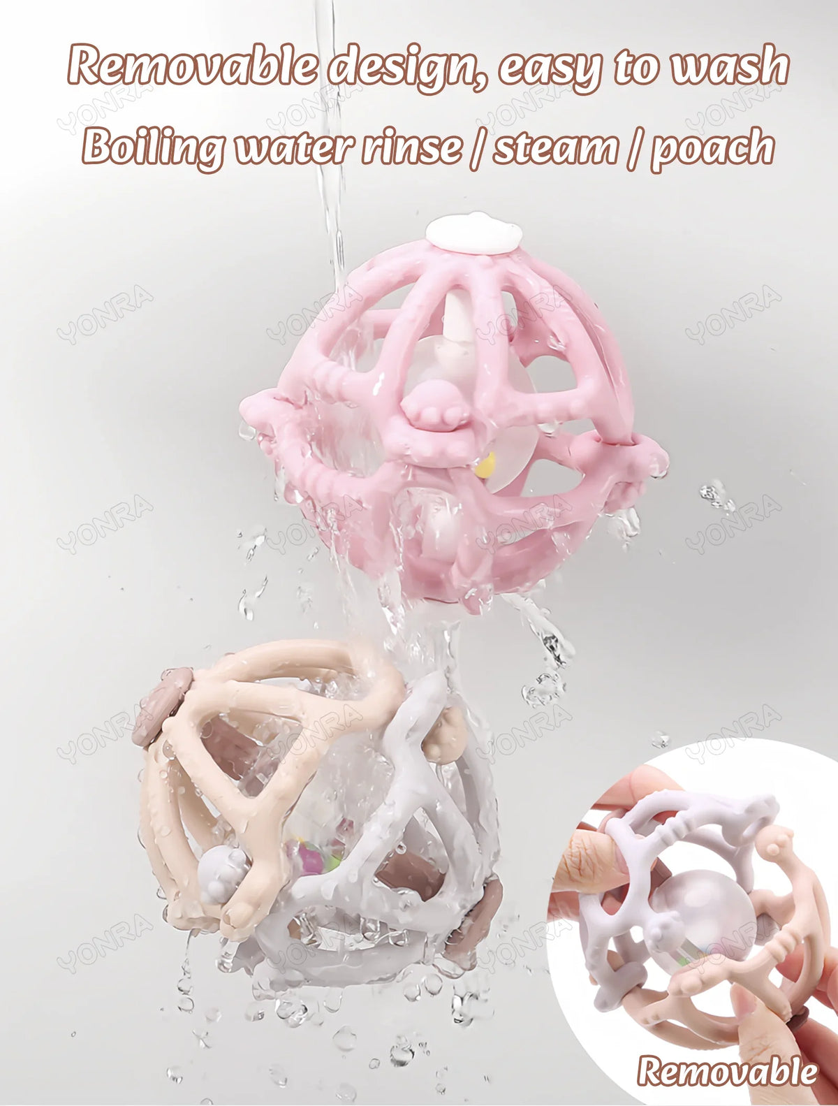 Teether Silicone Rattle Orb Montessori Newborn Sensory Toys