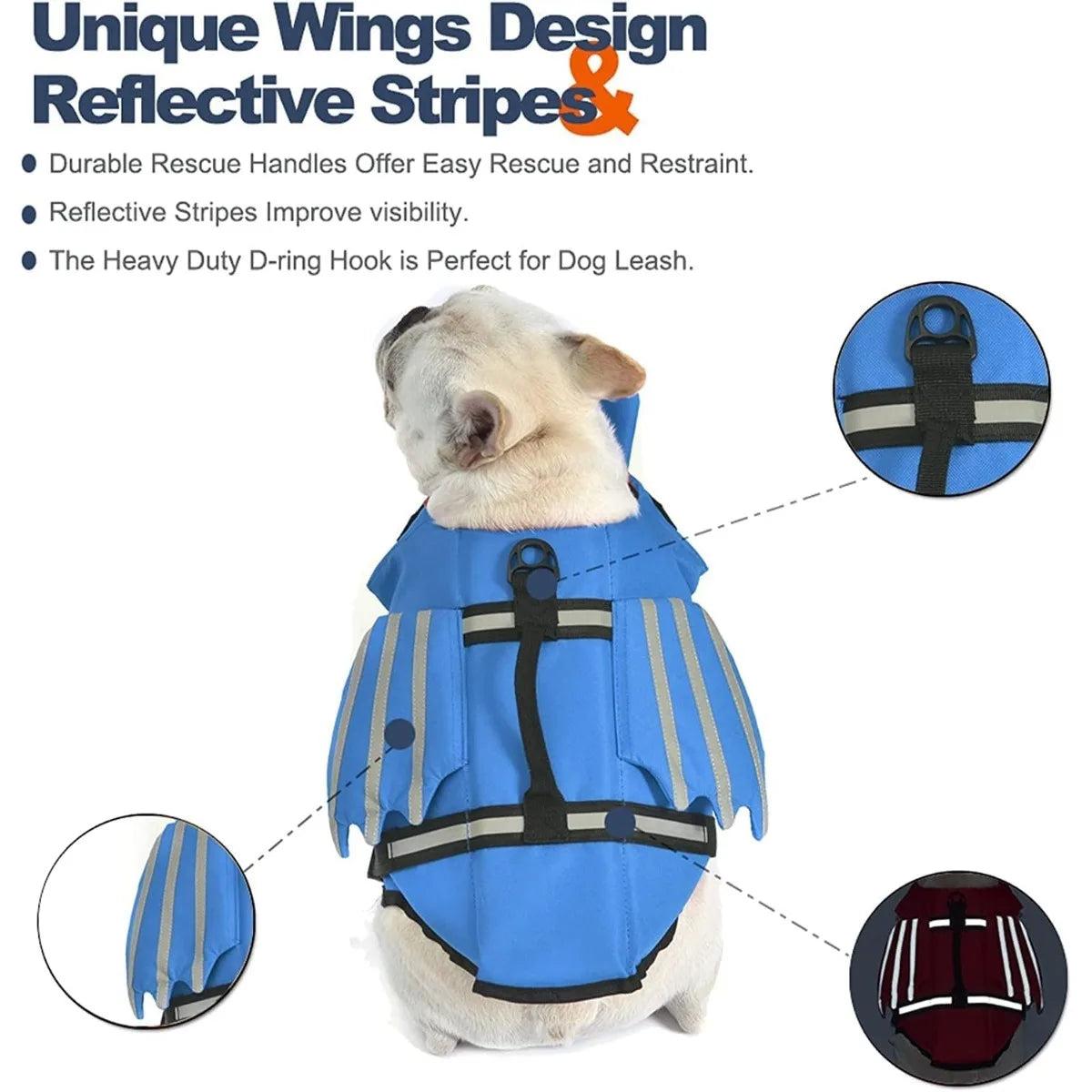 Reflective Flexible Oxford Swimming Vest All Sizes 2026 – Dog Life Jacket with Chin Float & Rescue Handle