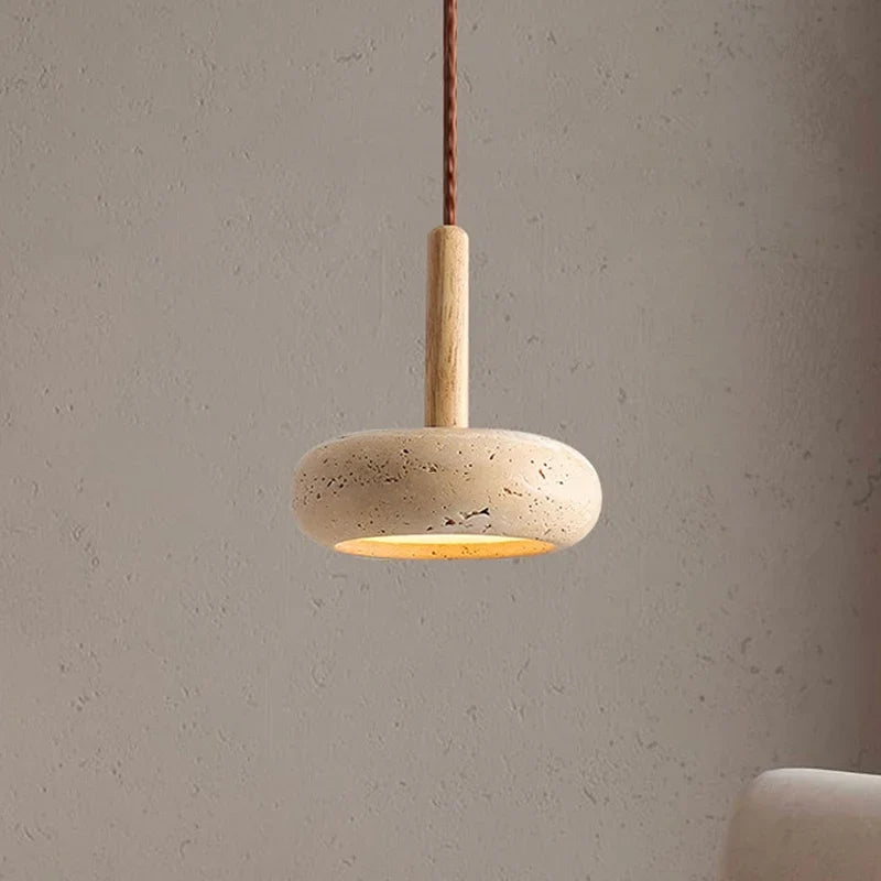 LED Japandi Pendant Lamp Yellow Stone Wabi Sabi Ambient Design