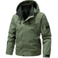 Water-Resistant Relaxed Men's Jacket - Hooded Polyester, Camping