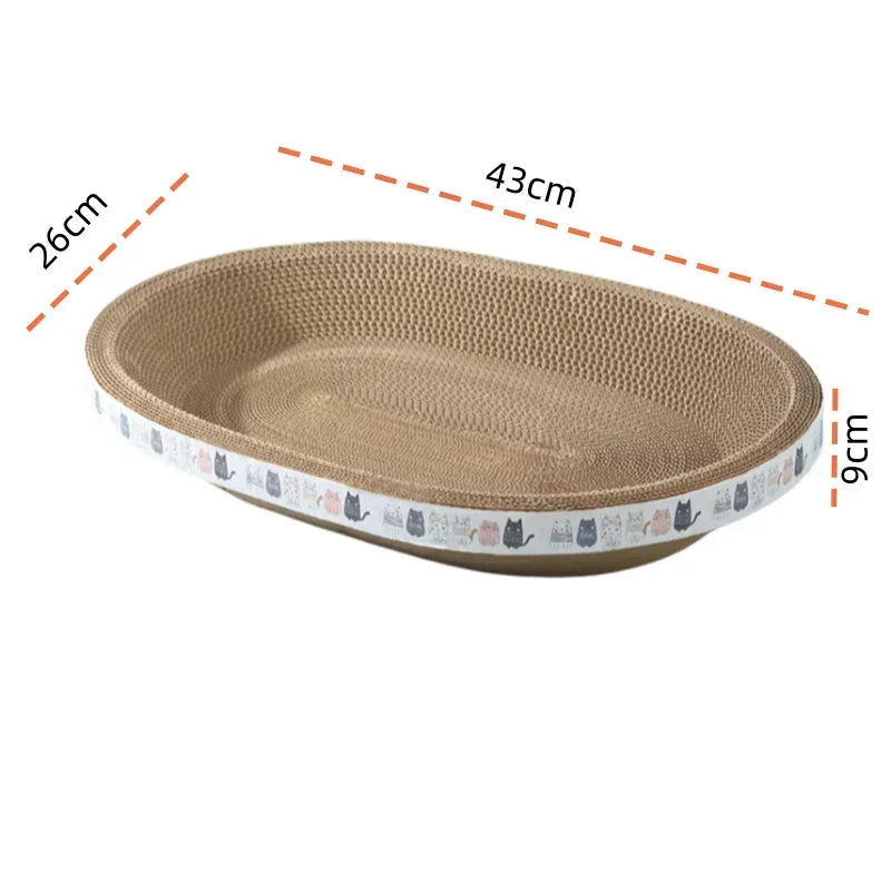 Corrugated 43cm Cat Scratcher - Round Oval Grinding Toy, Wear-Resistant Bed Nest for Cats