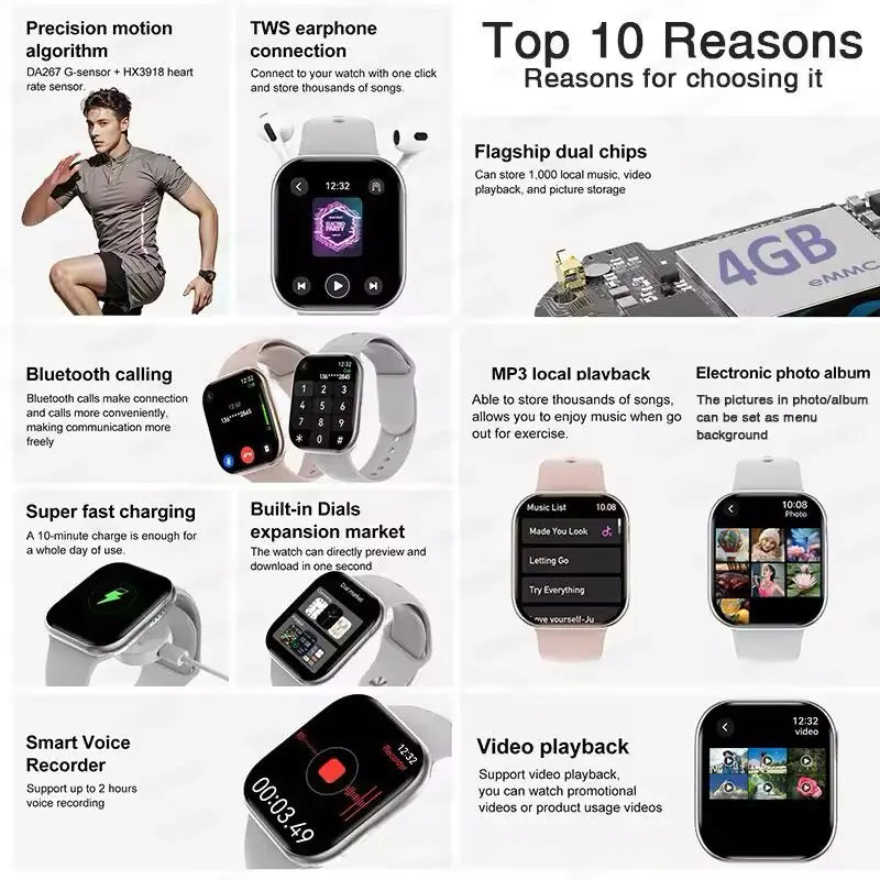 Smartwatch GPS Health Tracker Fall 2025 Water-Resistant Fitness Watch With Music Storage And Bluetooth Calls