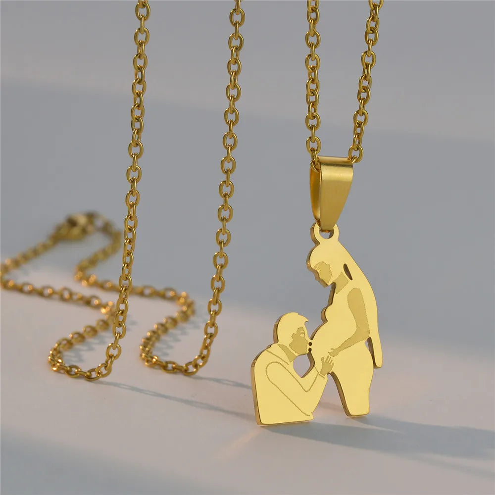 Mother's Day Gift Children Family Stainless Steel Jewelry – Silver Stainless Steel Mother & Kids Pendant Necklace