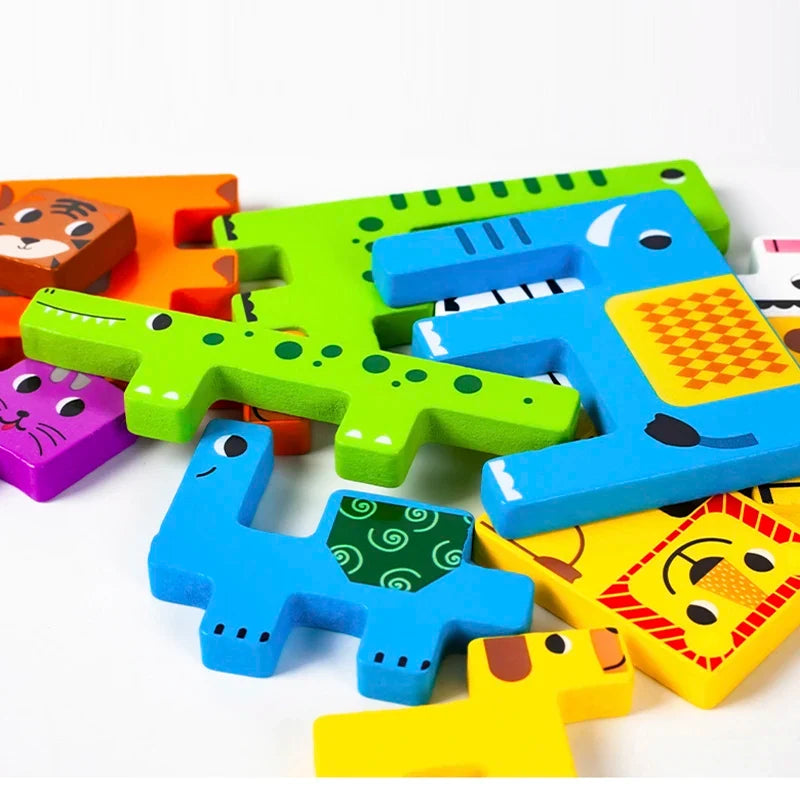 Animal Montessori Characters Wooden Transportation Puzzle Toy