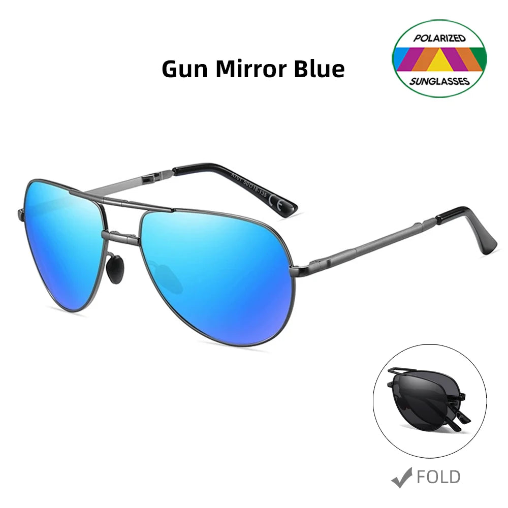 Sunglasses Aviator Foldable Metal Pilot Style Polarized UV400 Sun Glasses, Summer 2026 Trend, All-Day Comfort