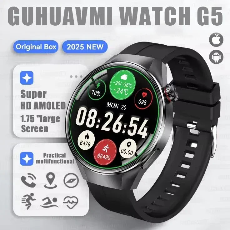 Smartwatch 1.75 Inch AMOLED Display GPS Tracking Bluetooth Calling Health Monitoring IP68 Water-Resistant Fall 2025 Gift
