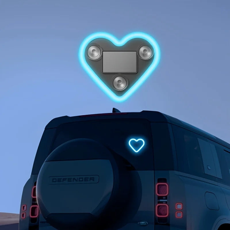 Window Car Neon Light Heart Shaped LED Interior Lamp TikTok Viral Fall 2026 Solar Powered Wiring Free