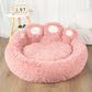 Bed Dog Plush Round Sofa Style Bed For Pets, Fall 2025 Cozy Washable Plush Bed With Paw Backrest Support