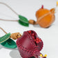 Leather Pomegranate Charm Keychain Bag And Car Decor