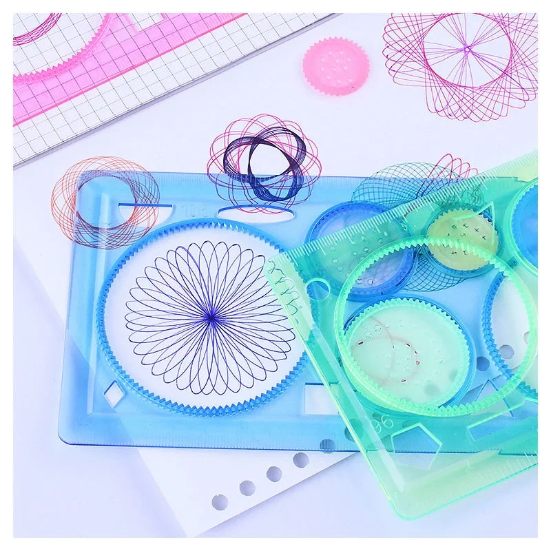 Creative Kids Geometry Spirograph Stencils Kit - 4 Flower Drawing Templates, Educational Art Tools for School Supplies in Vibrant Colors