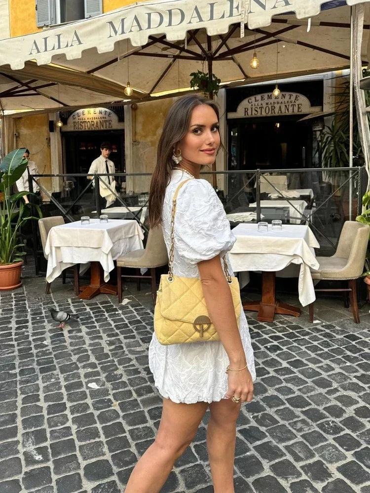 Elegant White Dress with Exquisite Detailing for Women's Cocktail and Formal Occasions-5