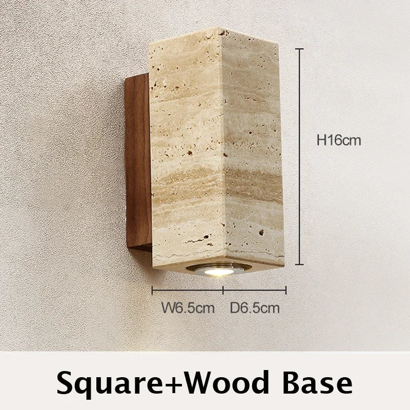 Yellow Japandi Marble LED Wall Sconce Wabi Sabi Bedside Light