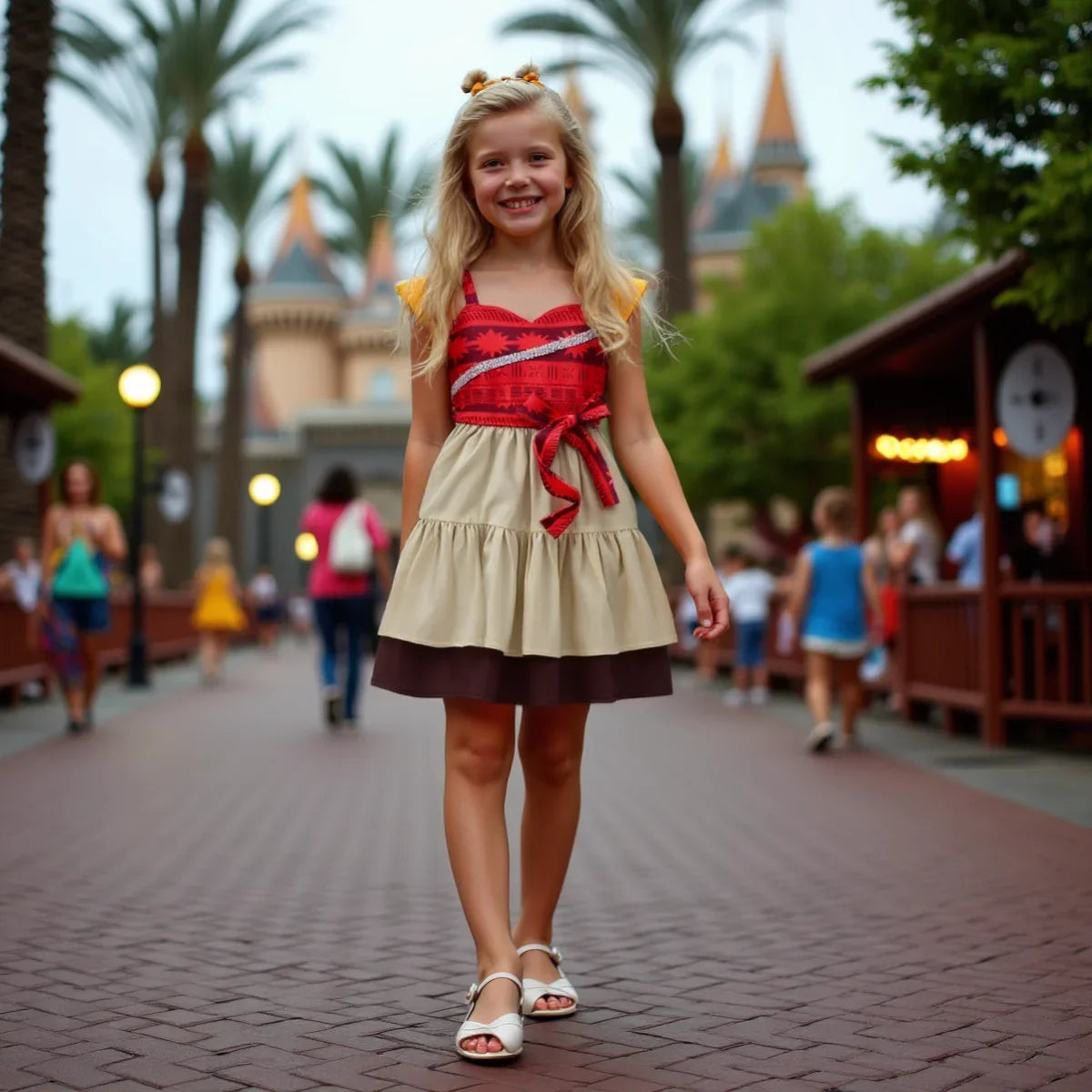girls' Breathable dress - lace-up sling, sleeveless, flowy, polyester, for summer