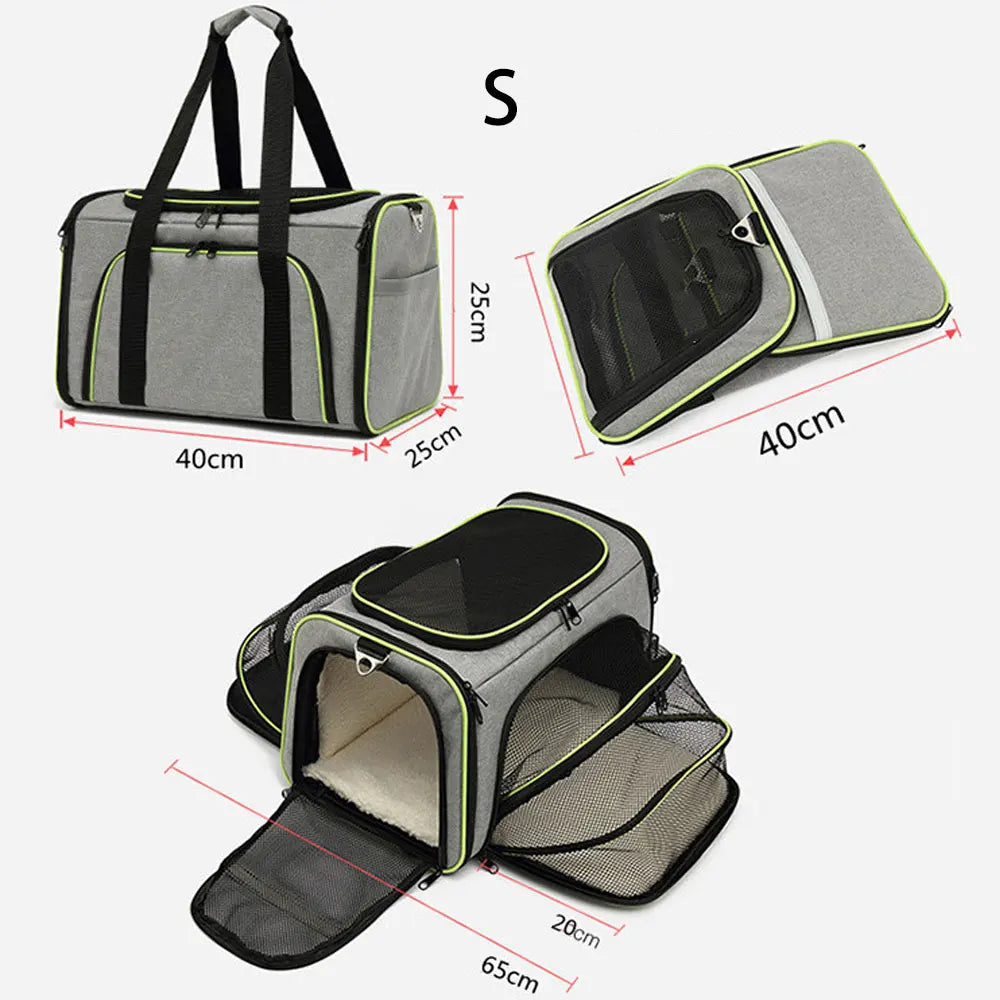 Pet Carrier Bag Up To 10kg Foldable Breathable Plush-Sided Travel Carrier Fall 2025 Safe Locking Zippers