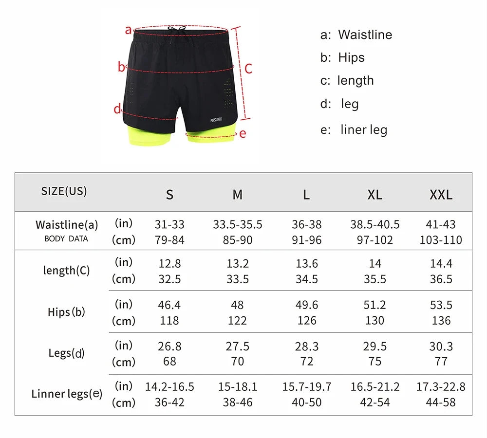 men's Stretchy 2-in-1 running shorts - longer liner, polyester blend, for jogging and gym