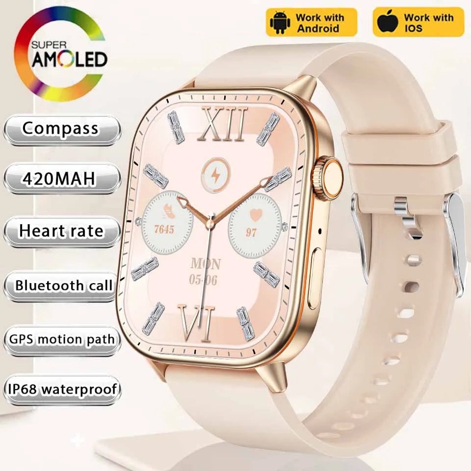 Smartwatch2025 Edition GPS 2.01 Inch AMOLED Display IP68 Water-Resistant Fitness Tracker for Active Living Fall