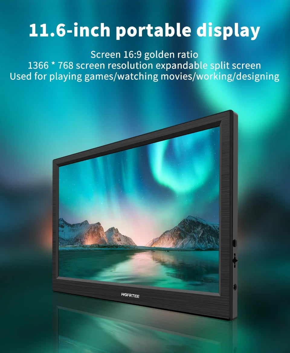 Travel-Friendly Monitor 11.6 Inch HDMI Gaming Second Screen