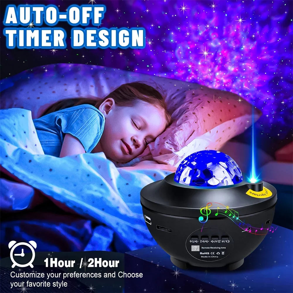 Starry Colorful Galaxy Projector Night Light Child Bluetooth Music Lamp Gift