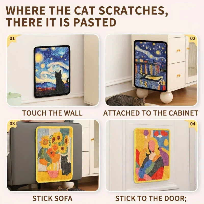 Cat Scratching Post Wall Mounted Mat Sturdy Plush Fabric With Stitched Edges Compact Space Living 2025 Protects Furniture