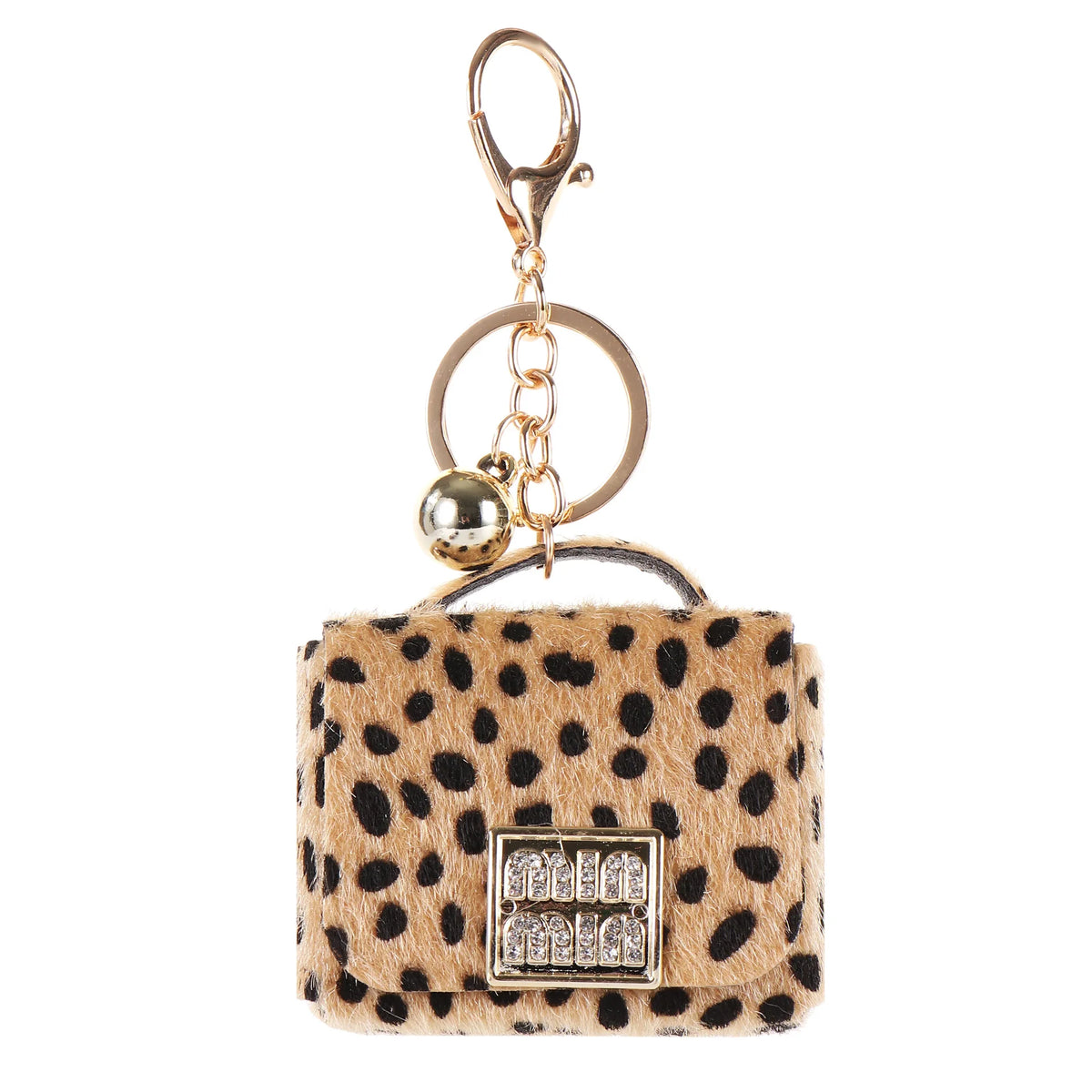 Free 1+1 Birkin Inspired Mini Hand Bag - Leopard Print Bag Charm Keychain