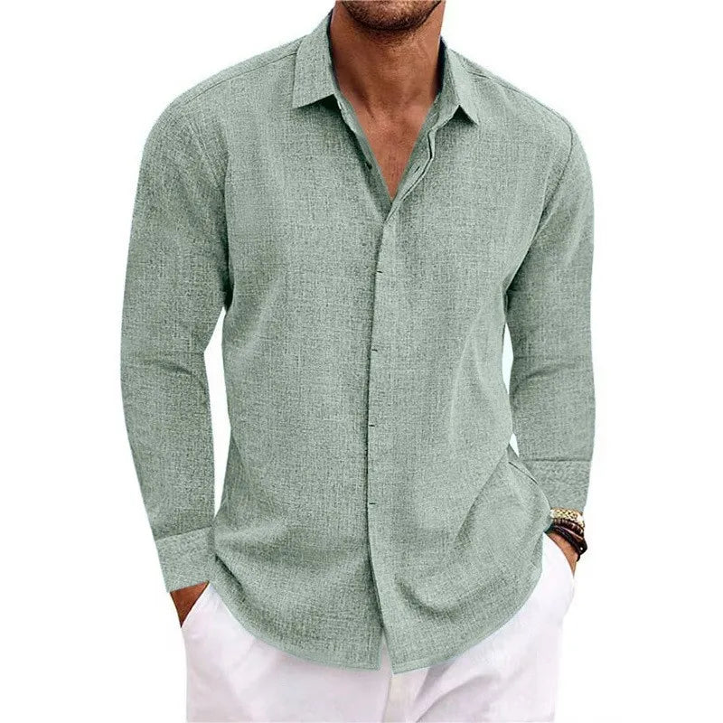 Loose Solid Color Casual Top for Plus Size Fashion – Men’s Long Sleeve T-Shirt