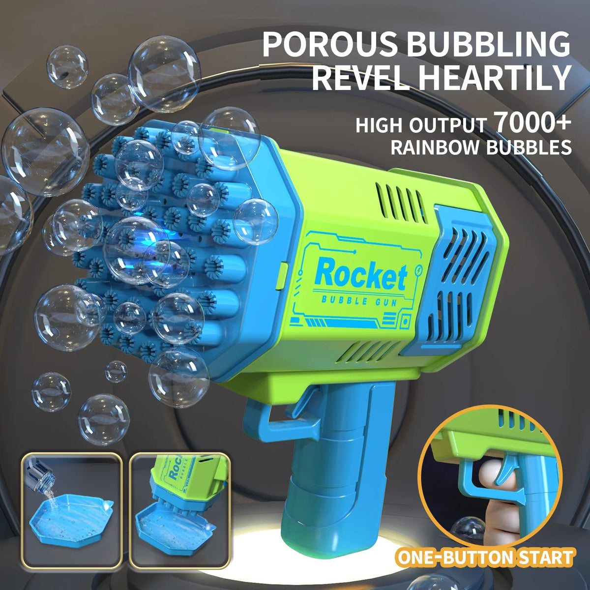 Motor-Driven 40-Hole Bubble Blaster Toy - Hand-Held Outdoor Fun for Kids, No Batteries or Bubble Option Needed
