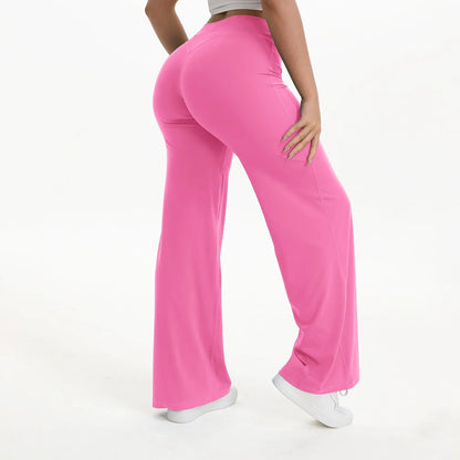 Plush and flattering women's yoga pants - mid-waist straight leg, nylon/elastane blend, for gym and Pilates