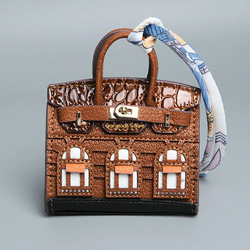Inspired Birkin Mini Hand Bag - Platinum Bag Charm
