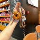 Rope Woven Bowknot Keychain With Cute Pastry Charms