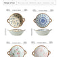 7.5 Ceramic Inch Noodle Bowl With Handles Floral Porcelain