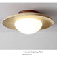 Travertine Japandi Ceiling Light Wood Cap Round Mid Century Lamp