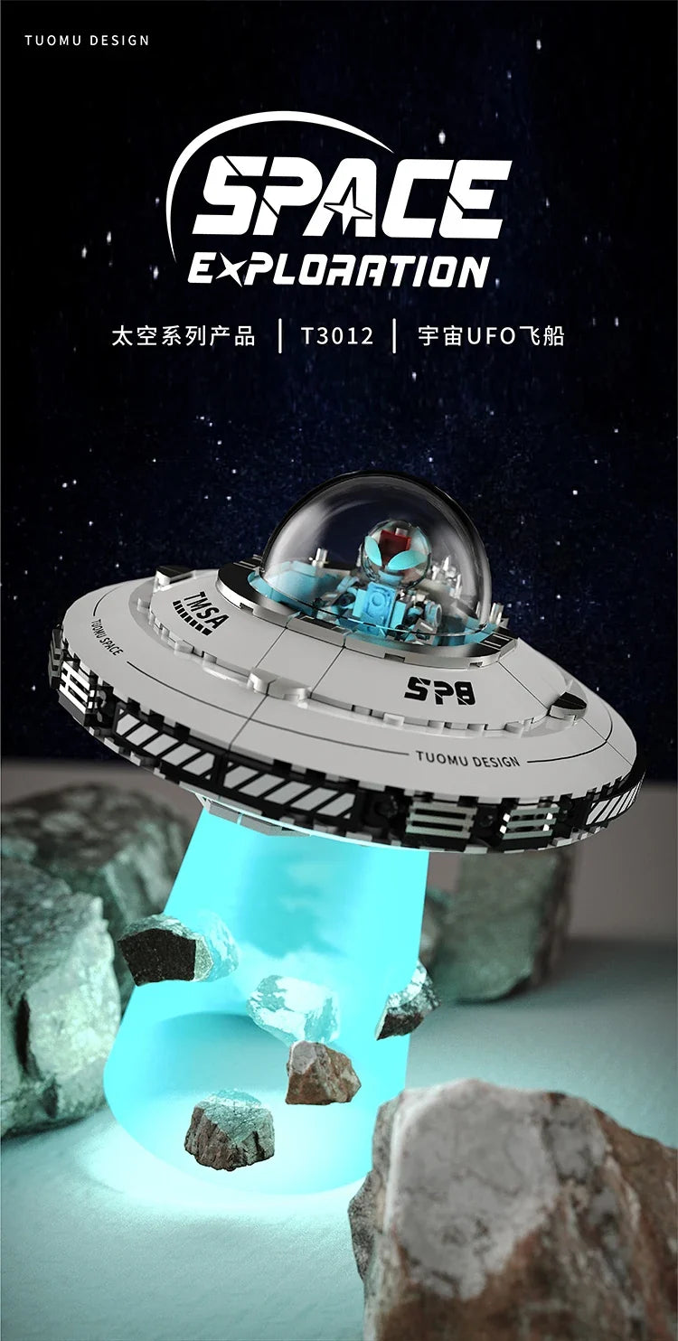 LED Light Up UFO Building Blocks Kit 700 Piece Interlocking STEM Toy Summer 2026 Gift Idea