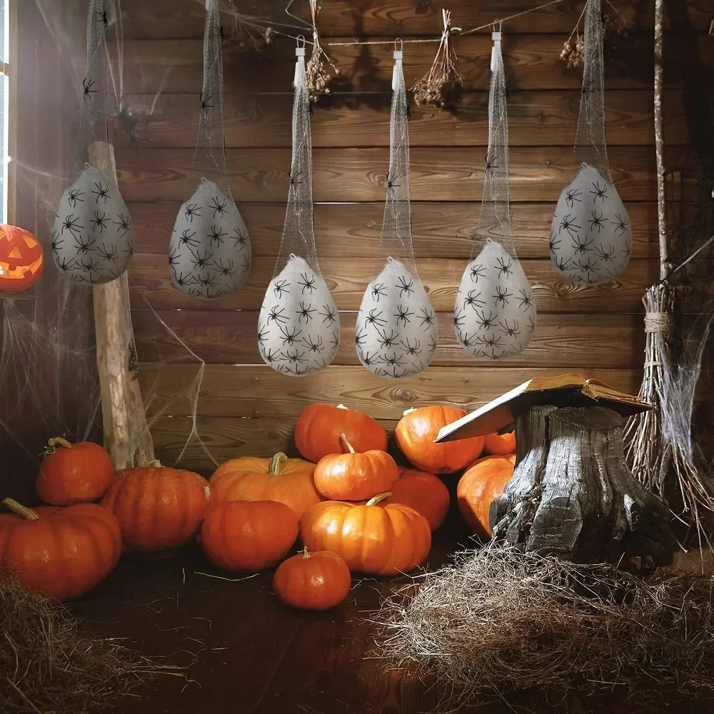 Lights Spider Hanging Egg Sacs - Glowing Halloween Decor 2025 Indoor Outdoor Spooky Party Accent