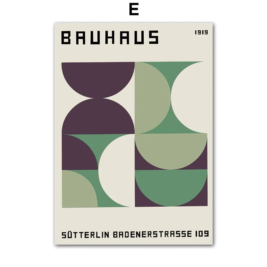 Bauhaus Green Minimalist Wall Art Canvas Print Water-Resistant