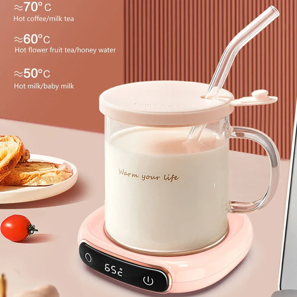 Travel-Friendly USB Cup Warmer 3 Gear Smart Coffee Mug Heating Coaster for Tea and Milk