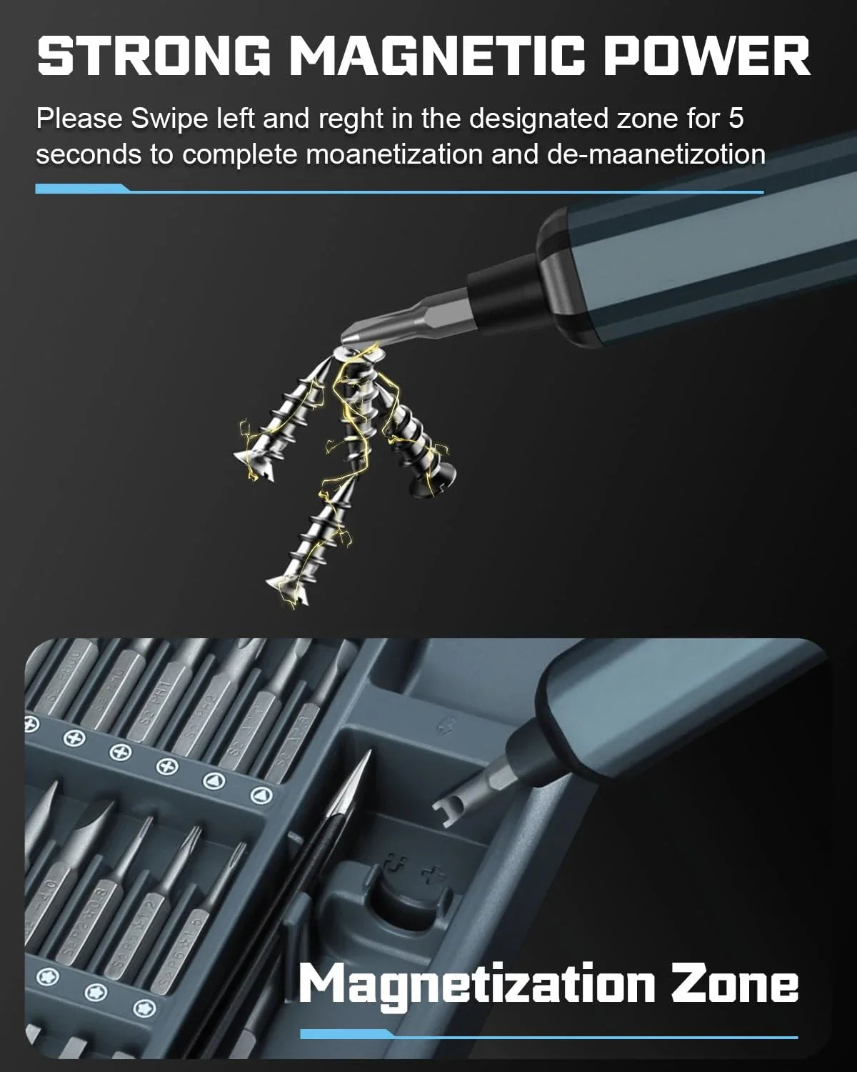 Accurate Motor-Driven Screwdriver Kit - 5 Torque Settings, Magnetic Bits, Household Tools for Electronics Repair