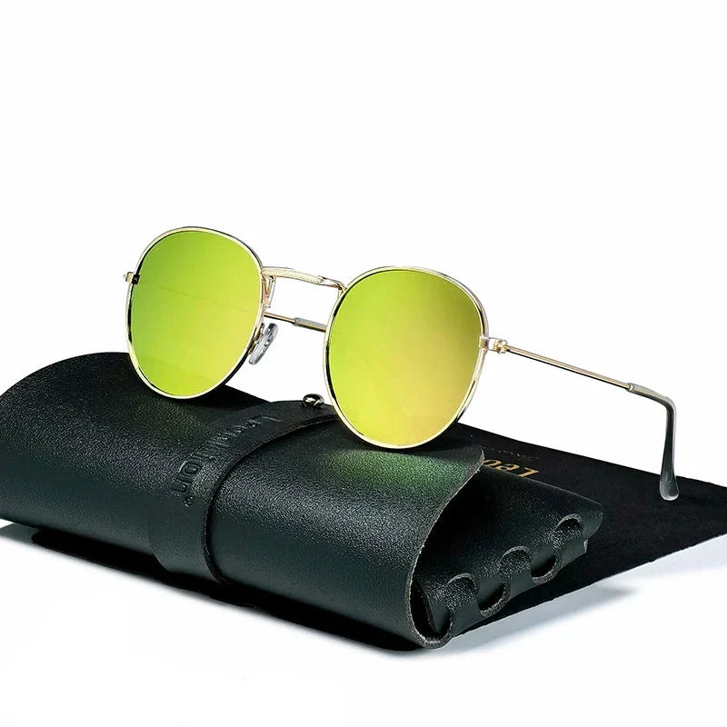 Round Retro Sunglasses for Men/Women Deluxe UV400 Metal Vintage Eyewear No Leather Case