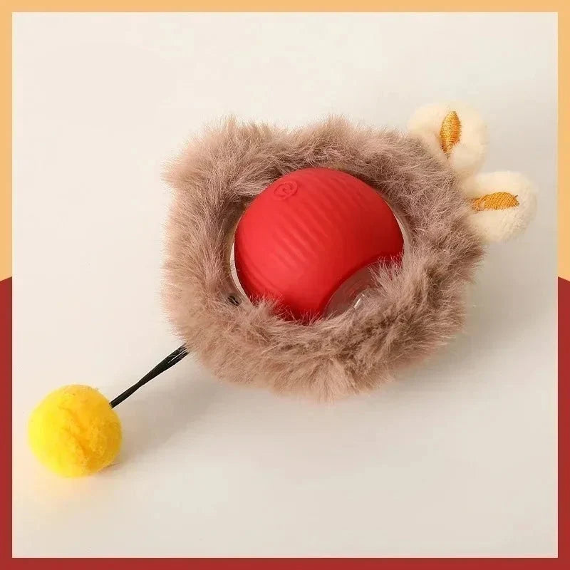 Plush Cat Interactive Ball Toy Automatic Rolling Ball - Battery-Powered Smart Motor-Driven Toy for Cats and Dogs