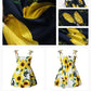 Plush girls' sundress - smocked bodice, daisy print, polyester, for casual summer outings