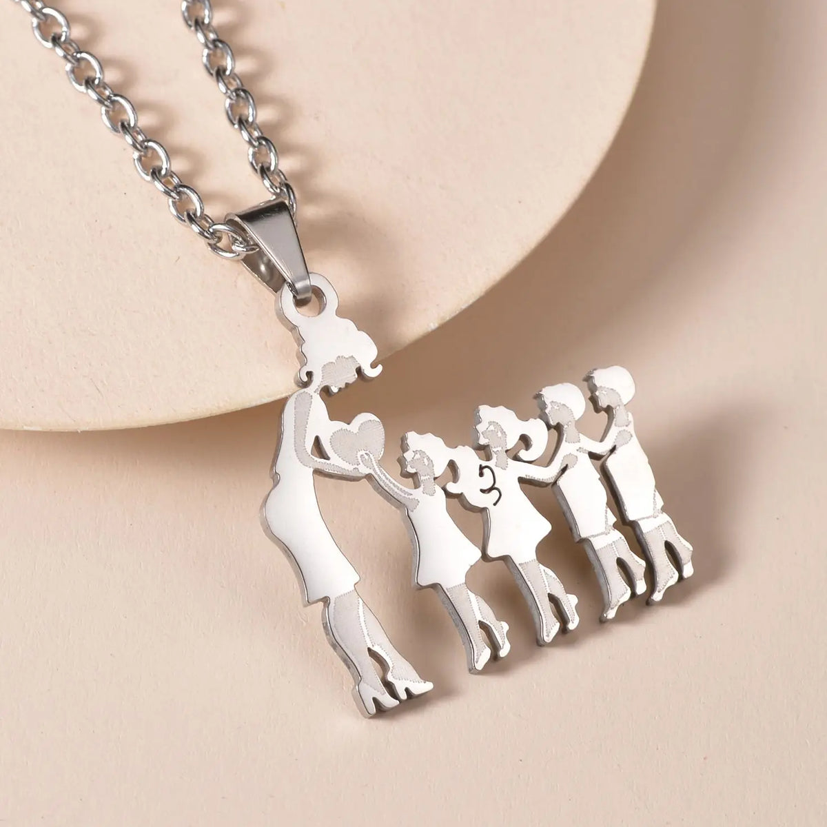 Mother's Day Gift Children Family Stainless Steel Jewelry – Silver Stainless Steel Mother & Kids Pendant Necklace