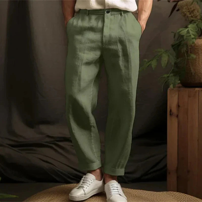 Summer Spring Casual Linen Trousers for Men - Breathable Loose Fit Vintage Straight Pants