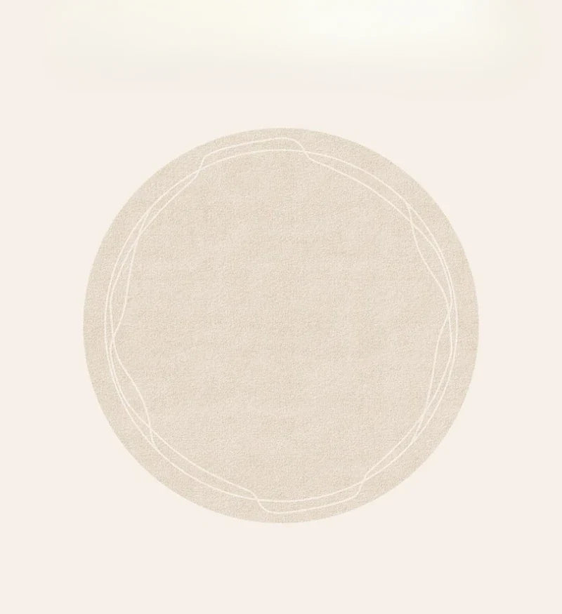 Round Rug Cream Wabi Sabi Deluxe Non Slip Water-Resistant