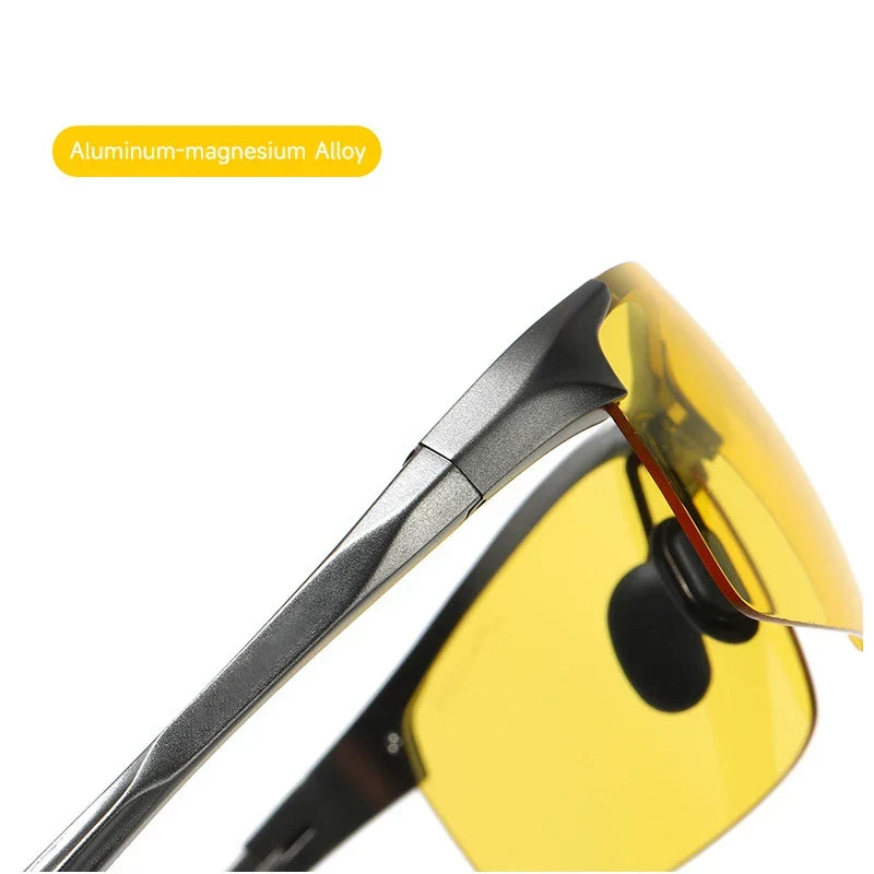 Vision Night Glasses Aluminum Alloy Frame Polarized Sunglasses Day Night Driving UV400 Yellow Lenses Fall 2025 Gift