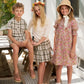 Plaid Grid, Floral, 100% Cotton, Summer Casual Wear – Plush Unisex Kids’ Matching Outfits