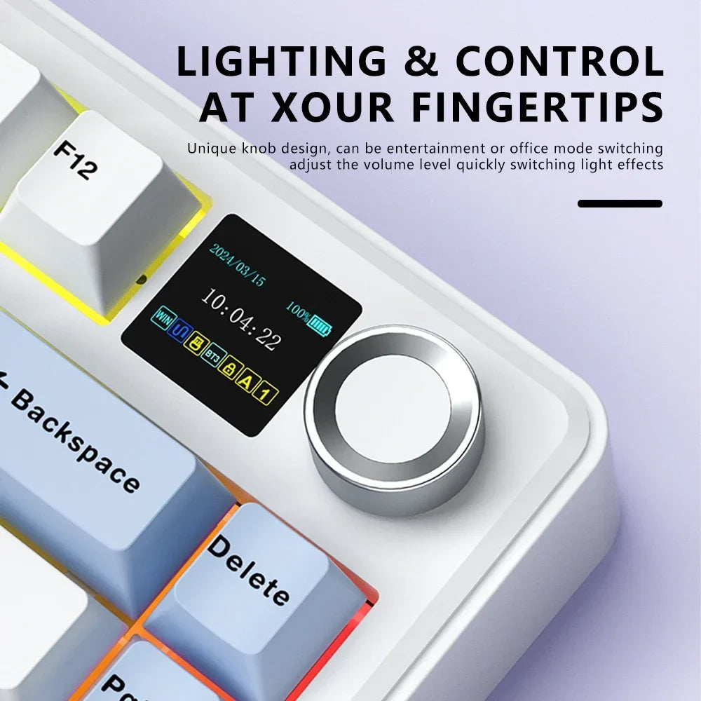Gaming Mechanical Keyboard 75% Hot Swap RGB TFT Cordless