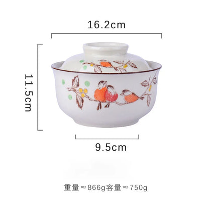 Ramen Instant Bowl With Lid Porcelain Large Capacity