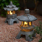 Lantern Solar Resin Stone Pagoda Garden Ornament Zen Chinese Style Outdoor Light Fall 2026 Eco Friendly Decor