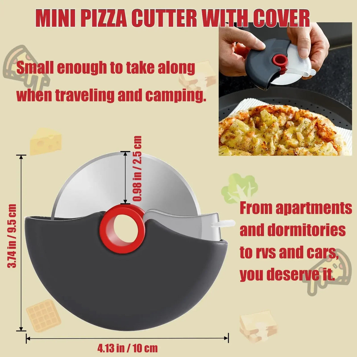 Stainless Steel Roller Cutter for Pizza and Cake Slicing Device