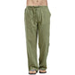 Color Solid Multi-Pocket Linen Men Pants - Casual Breathable Summer Trouser, Large Size