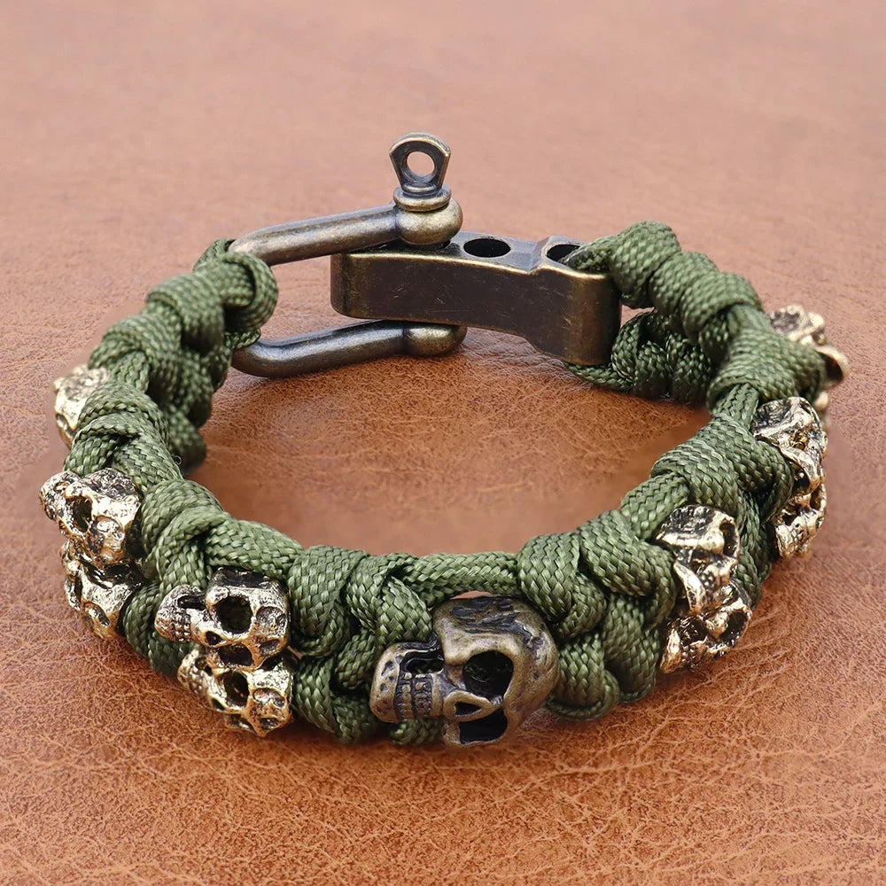 Skull Paracord Bracelet Gothic Wristband Halloween 2026 Gift Idea Flexible Braided Jewelry